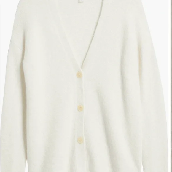 Alpaca blend Caslon Cream Button-Up Cardigan Sweater - Picture 5 of 6